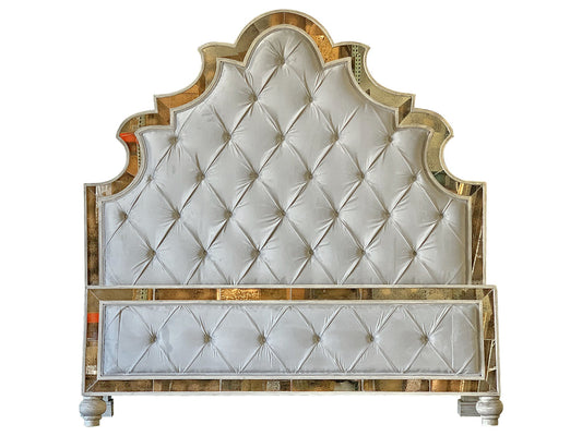 GRACE KING BED 82" Tall | White & Gold | French European Style | Bed Only | Includes Delivery and Assembly
