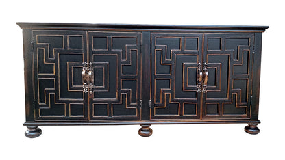 Muids Ebony Geometric Dining Room Buffet Table 19x78x36.5