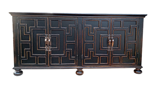 Muids Ebony Geometric Dining Room Buffet Table 19x78x36.5