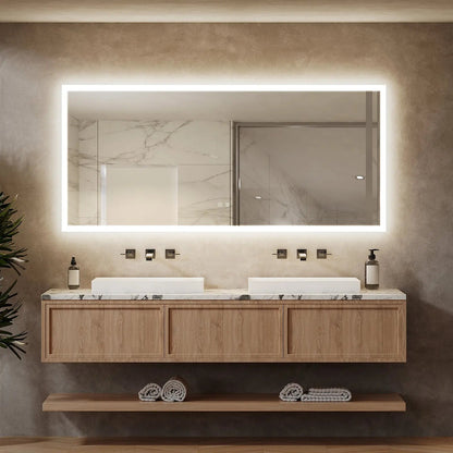 Edge Glow LED Bathroom Mirror (50+ in) - Adjustable Brightness and Color Temperature - Anti-Fog