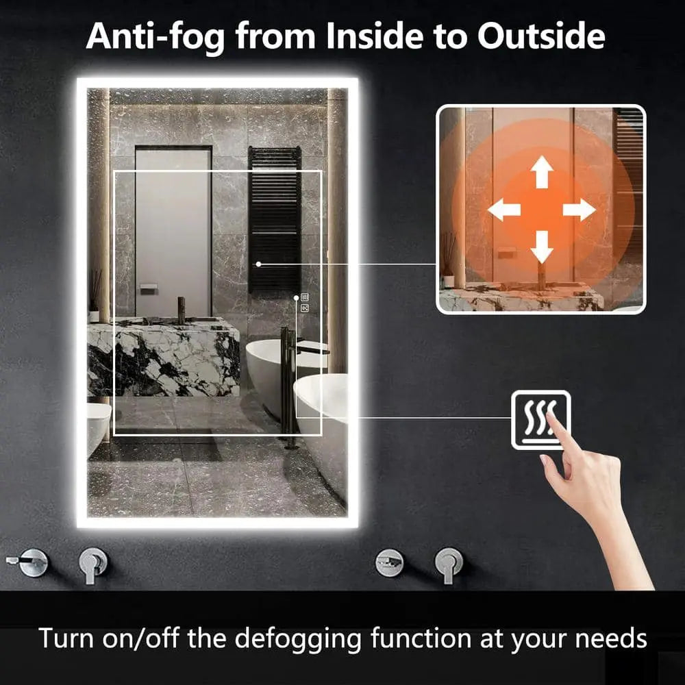 Edge Glow LED Bathroom Mirror (50+ in) - Adjustable Brightness and Color Temperature - Anti-Fog