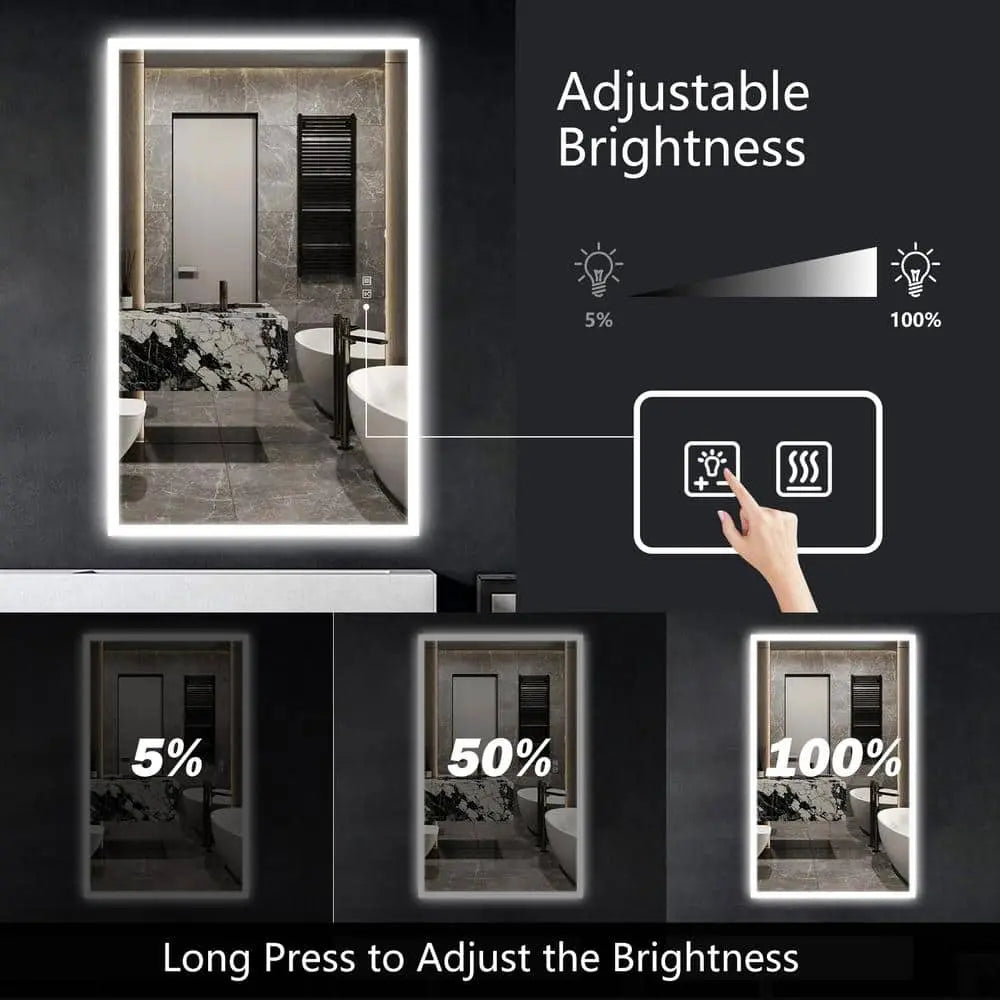 Edge Glow LED Bathroom Mirror (50+ in) - Adjustable Brightness and Color Temperature - Anti-Fog