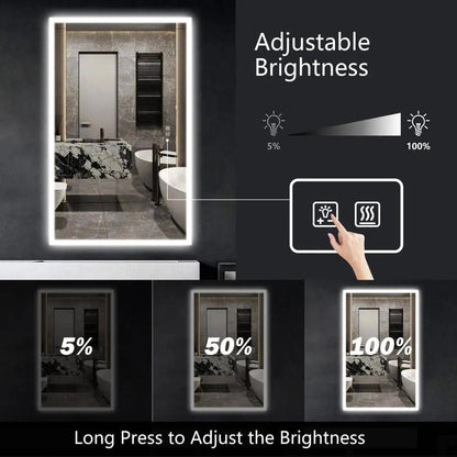 Edge Glow LED Bathroom Mirror (50+ in) - Adjustable Brightness and Color Temperature - Anti-Fog
