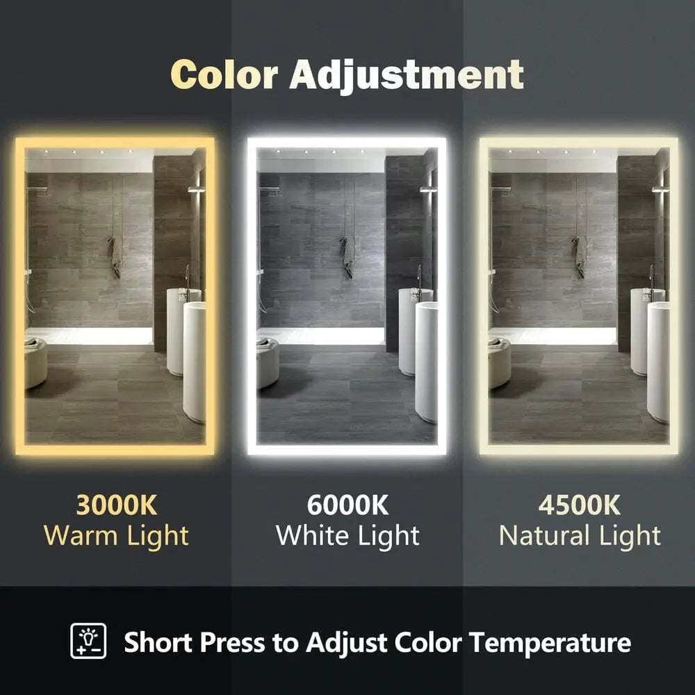 Edge Glow LED Bathroom Mirror (50+ in) - Adjustable Brightness and Color Temperature - Anti-Fog