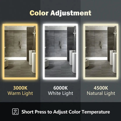 Edge Glow LED Bathroom Mirror (50+ in) - Adjustable Brightness and Color Temperature - Anti-Fog