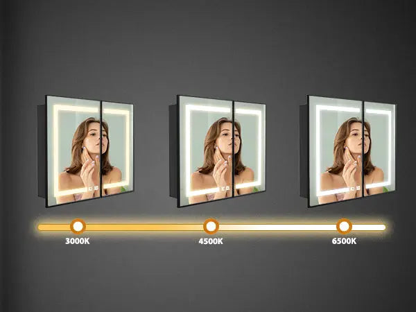 Framed Recessed Bathroom Vanity LED Mirror and Medicine Cabinet (30-40 in) - Adjustable Brightness and Color Temperature - Anti-Fog
