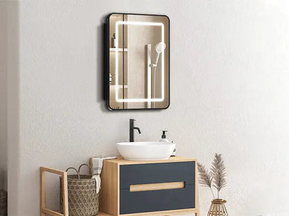 Framed Recessed Bathroom Vanity LED Mirror and Medicine Cabinet (16-30 in) - Adjustable Brightness and Color Temperature - Anti-Fog