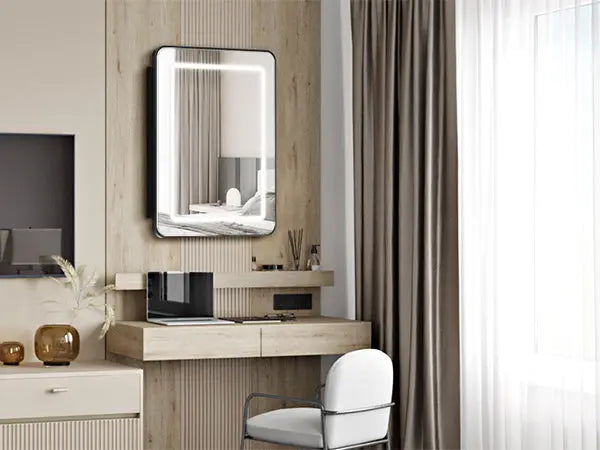 Framed Recessed Bathroom Vanity LED Mirror and Medicine Cabinet (16-30 in) - Adjustable Brightness and Color Temperature - Anti-Fog