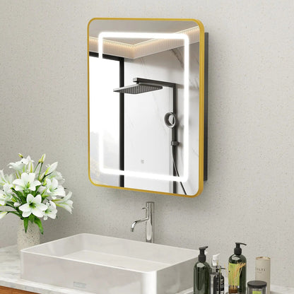 Framed Recessed Bathroom Vanity LED Mirror and Medicine Cabinet (16-30 in) - Adjustable Brightness and Color Temperature - Anti-Fog