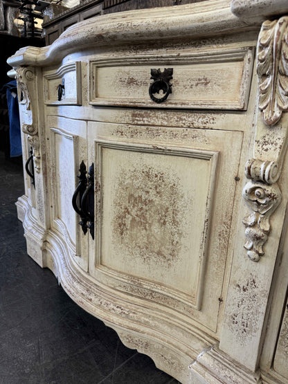 Montigny-le-Gannelon Distressed Ivory Dining Buffet Table With Timeless Craft