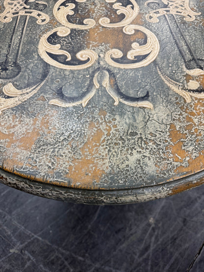 Pontarlier Round Counter Height Table, Black, Intricately Carved Scrollwork Top Surface