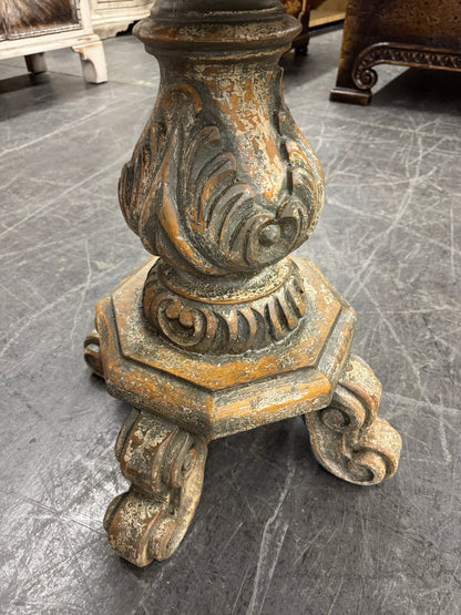 Pontarlier Round Counter Height Table, Black, Intricately Carved Scrollwork Top Surface