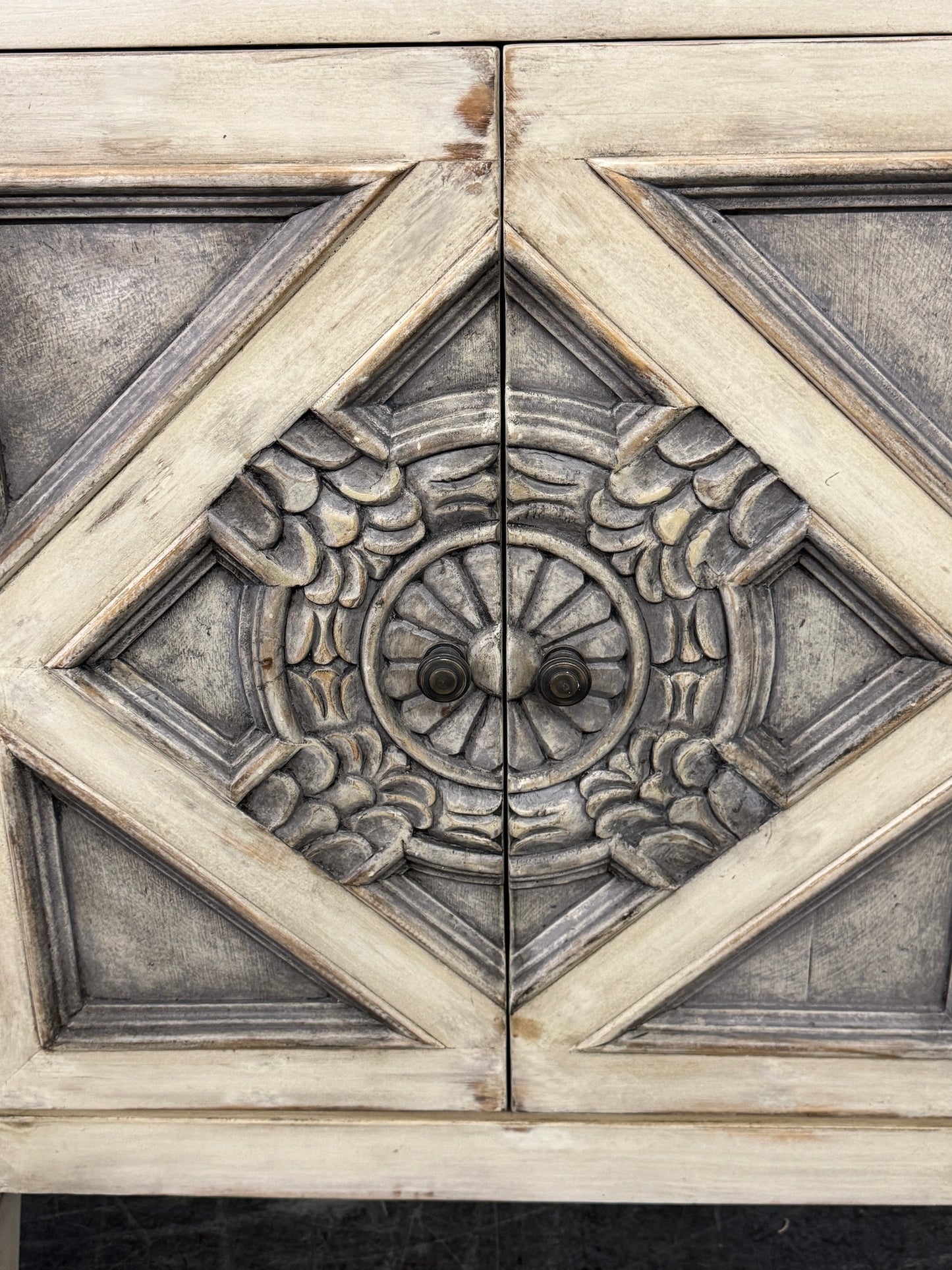 Avignon Ivory Handcrafted Dining Room Buffet Table 20 x 60 x 36 - Elegant Vintage Accent