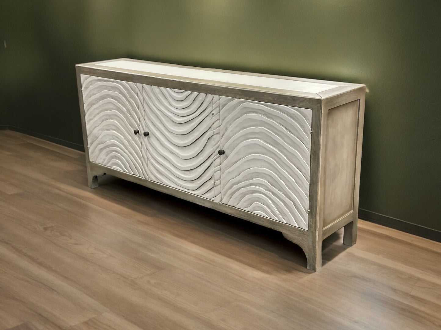 Luynes Luxe European Inspired Handmade Dining Room Buffet Table Antique Gold Finish 17 x 78 x 36