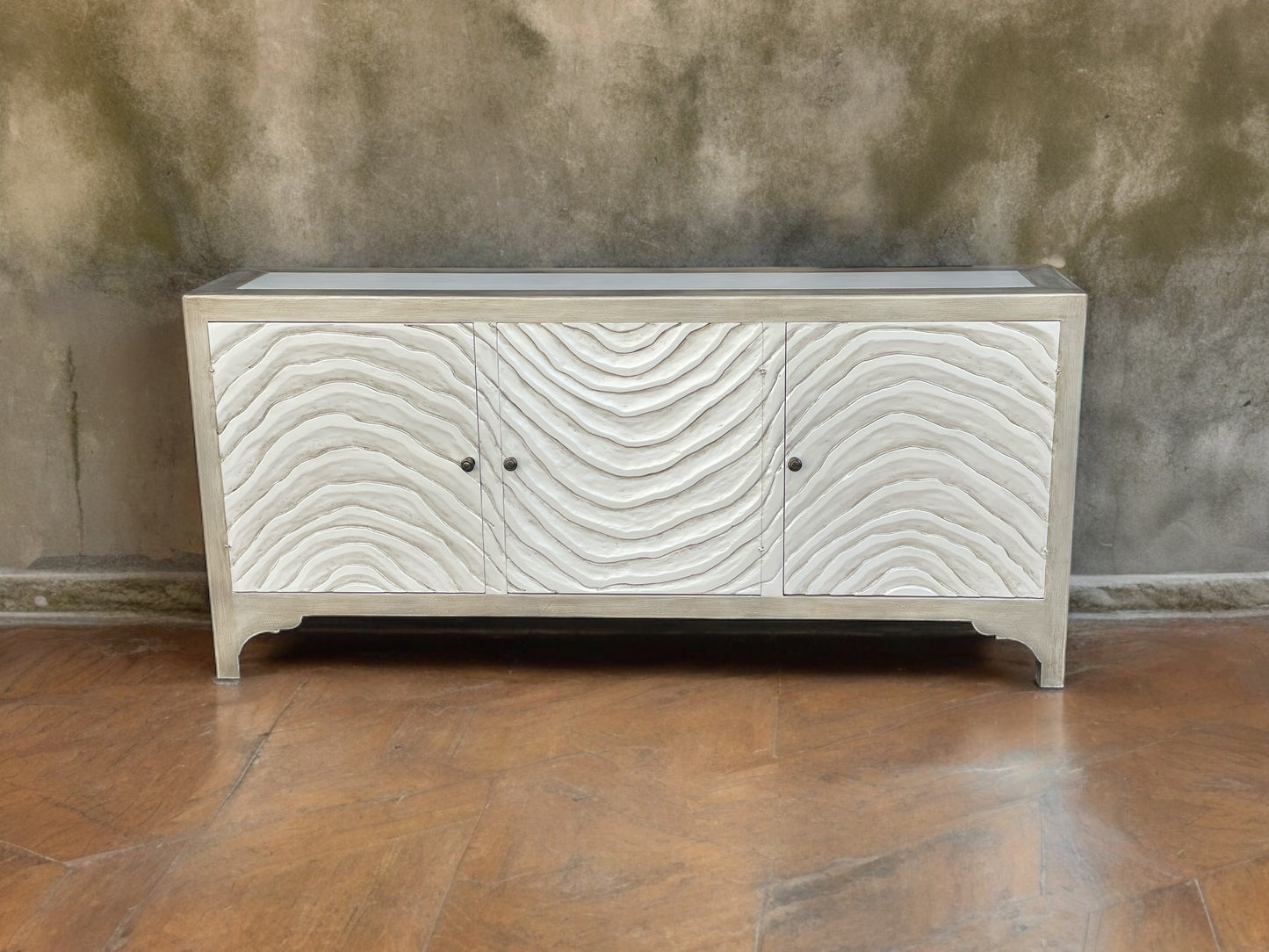 Luynes Luxe European Inspired Handmade Dining Room Buffet Table Antique Gold Finish 17 x 78 x 36