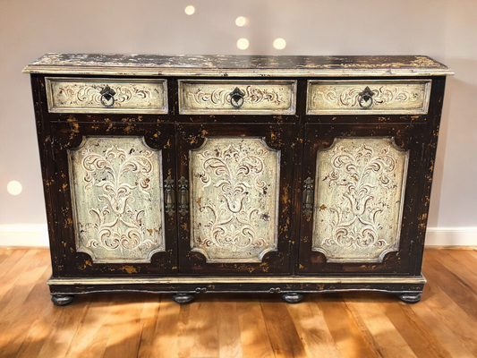 Castellina Porto Handcrafted Distressed Walnut Dining Room Buffet Table - 12 x 61 x 38