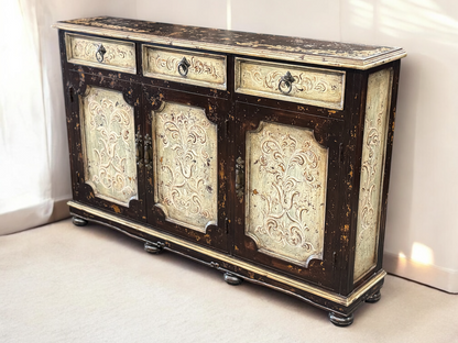 Castellina Porto Handcrafted Distressed Walnut Dining Room Buffet Table - 12 x 61 x 38