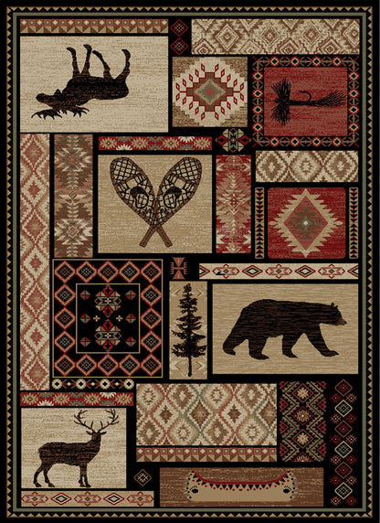 Lodge King Patchwork Multicolor Rug