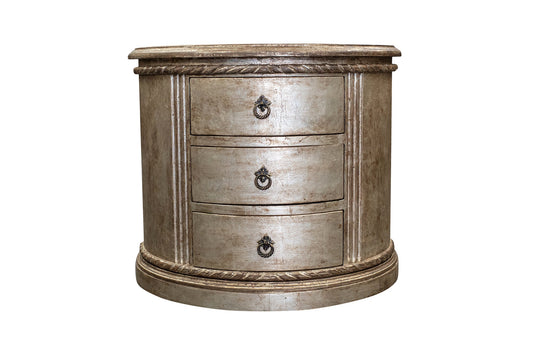 Laon Nightstands (2-Pack), Antique Gold Finish, Three-Drawer Curved Front With Rope Trim