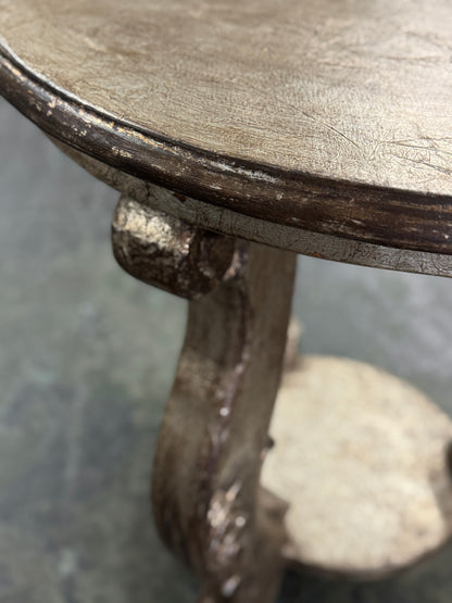 Pierrefonds Round Counter Height Table, Dark Walnut Finish, Distressed Rustic Surface