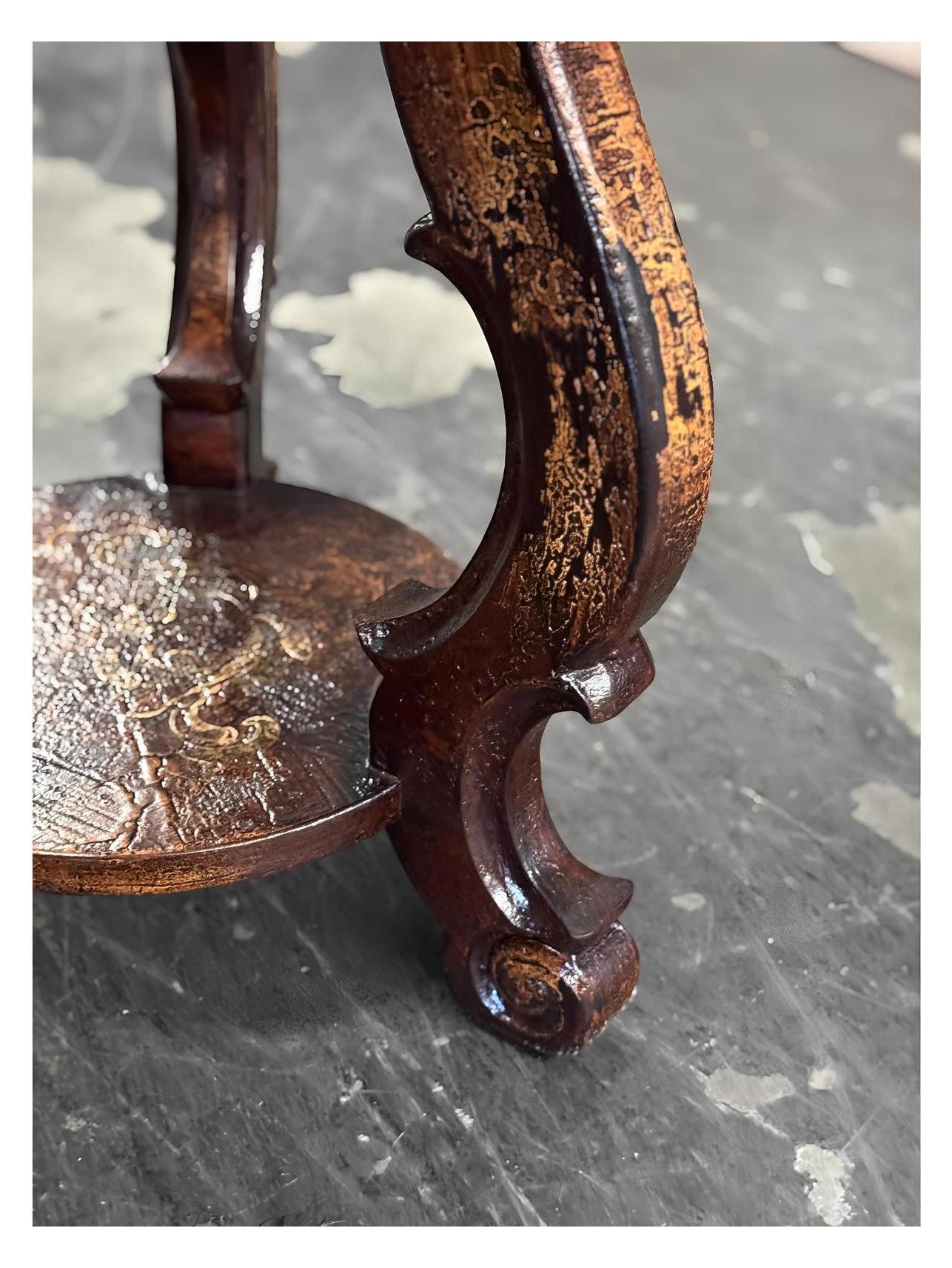 Ornans End Tables (2-Pack), Antique Dark Brown With Gold Distressing, Hand-Painted Gold Fleck Finish