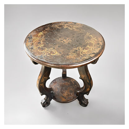 Ornans End Tables (2-Pack), Antique Dark Brown With Gold Distressing, Hand-Painted Gold Fleck Finish