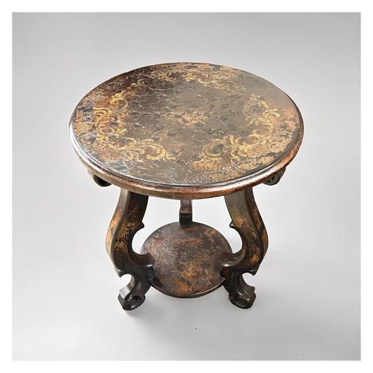 Ornans End Tables (2-Pack), Antique Dark Brown With Gold Distressing, Hand-Painted Gold Fleck Finish