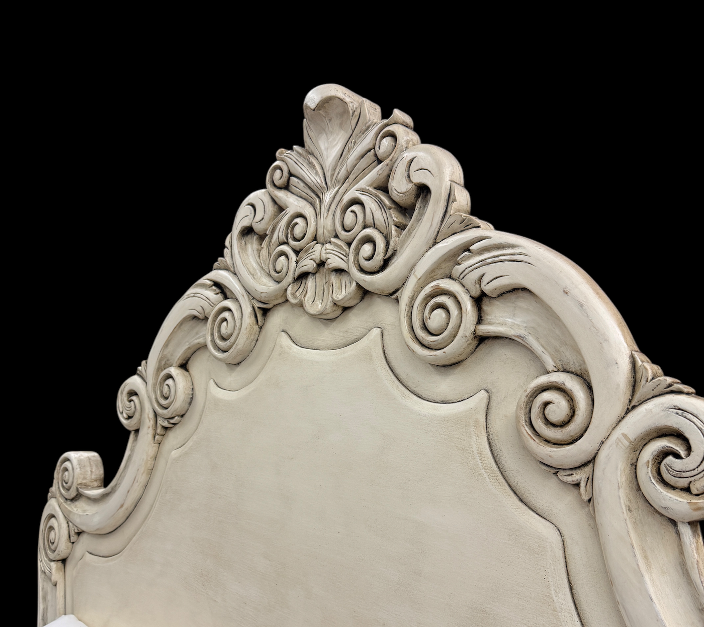 MARQUEZA KING BED 87" Tall | Luxury French European Style with Waxed Off-White Finish | Bed Only | Includes Delivery and Assembly