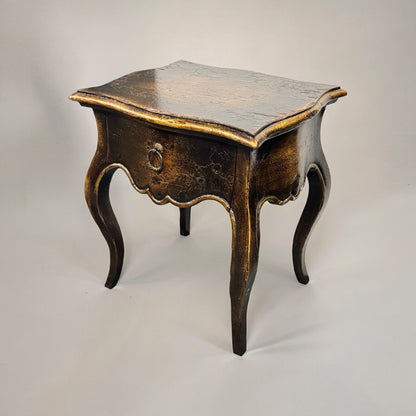 Bar-sur-Aube Nightstands (2-Pack), Dark Walnut, Scalloped apron and antique brass ring pull