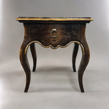 Bar-sur-Aube Nightstands (2-Pack), Dark Walnut, Scalloped apron and antique brass ring pull