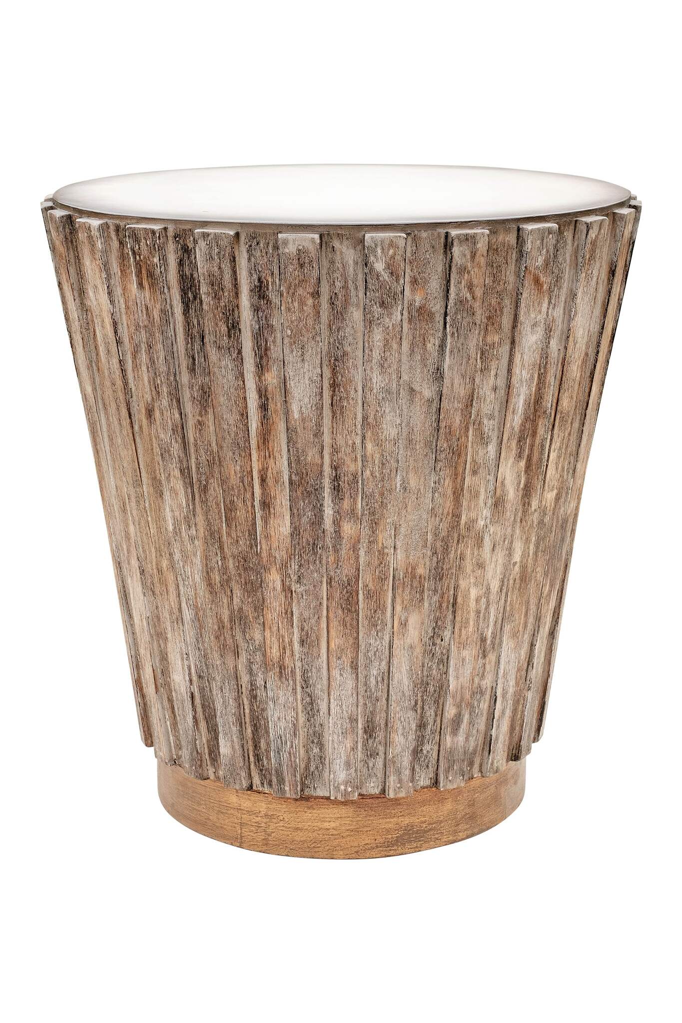 Simiane-la-Rotonde End Tables (2-Pack), Weathered Gray, Slat-Textured Exterior Finish