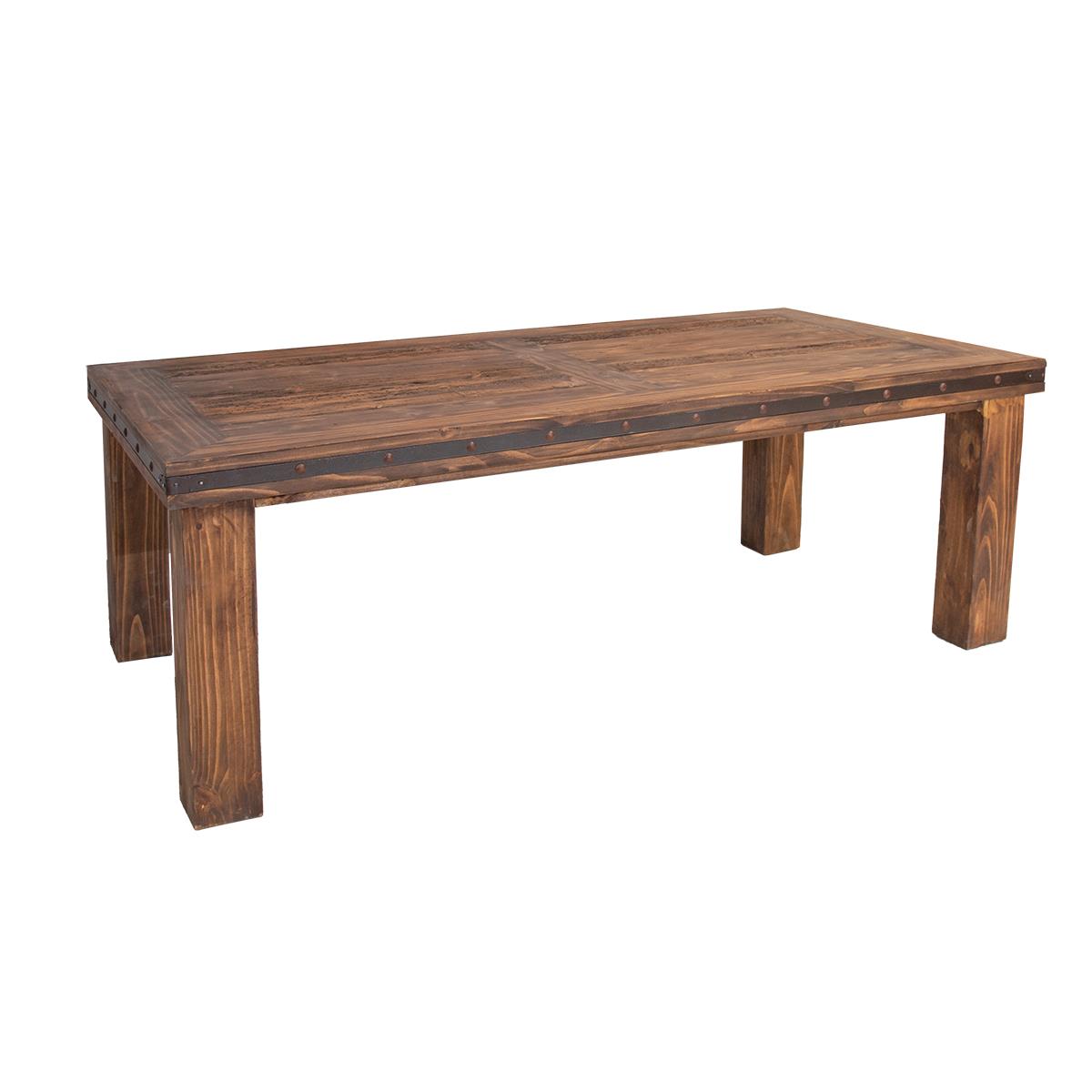 Santiago River Dining Table | Hand-Carved Solid Wood & Iron Accents | 6-8'