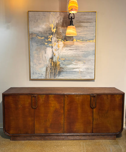 Loire Valley Manor Walnut Handcrafted Dining Buffet Table with Solid Wood Storage