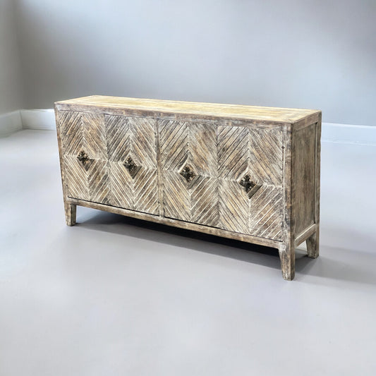 Belle Vue Florence Weathered Gray Handcrafted Dining Room Buffet Table 16 x 72 x 36