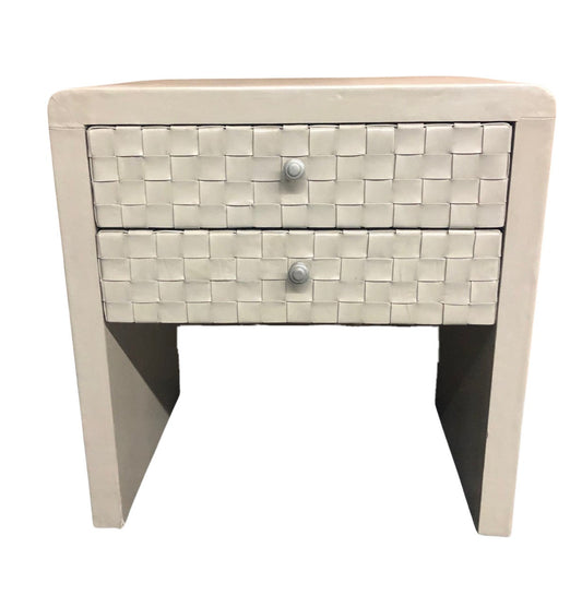 Cargèse Nightstands (2-Pack), Cream, Woven Front Drawer Design