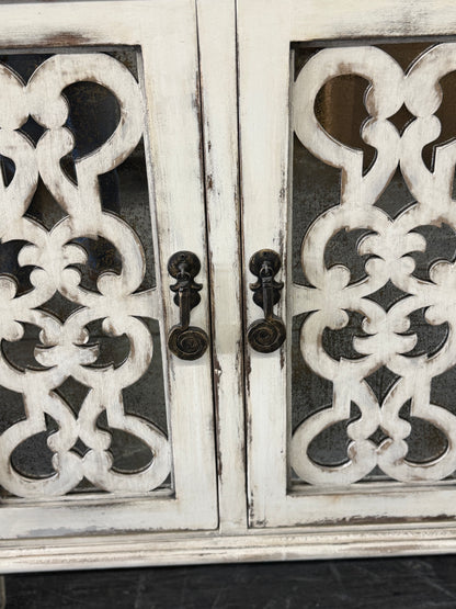 Selles-sur-Cher Distressed White European Style Elegant Handcrafted Dining Room Buffet Table 18 x 72 x 40