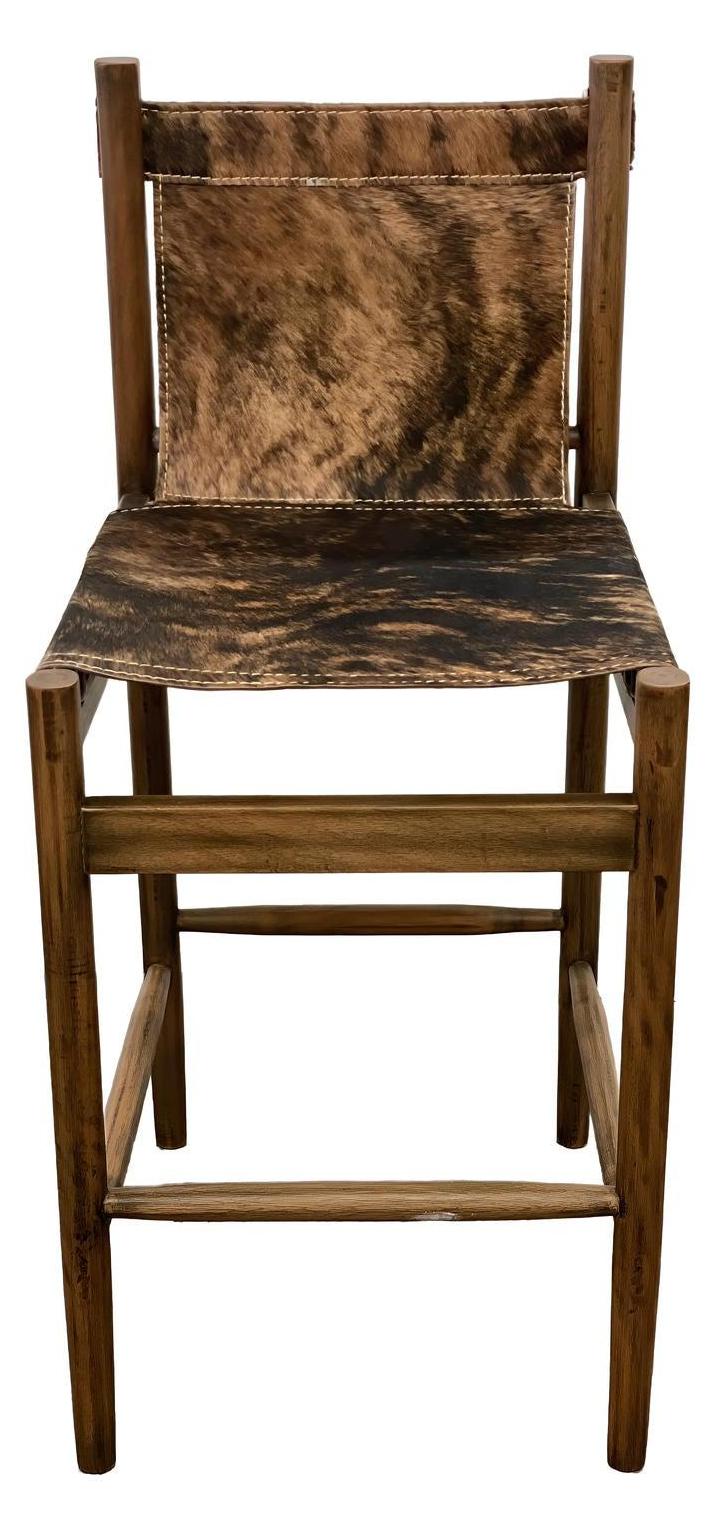 Marvejols Barstools (3-Pack), Brown, Cowhide-Pattern Upholstery With Weathered Finish