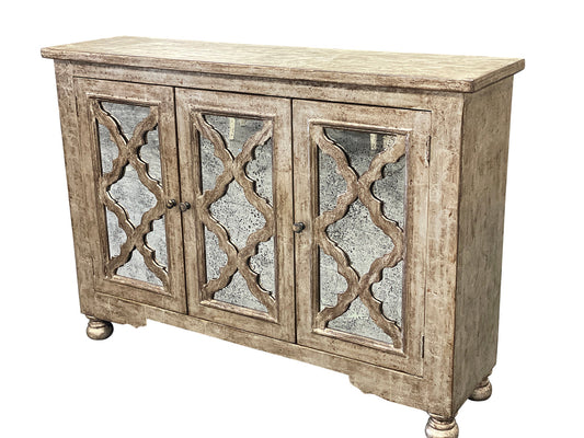 Lyon Weathered Taupe Mirrored Dining Room Buffet Table - 16x60x42