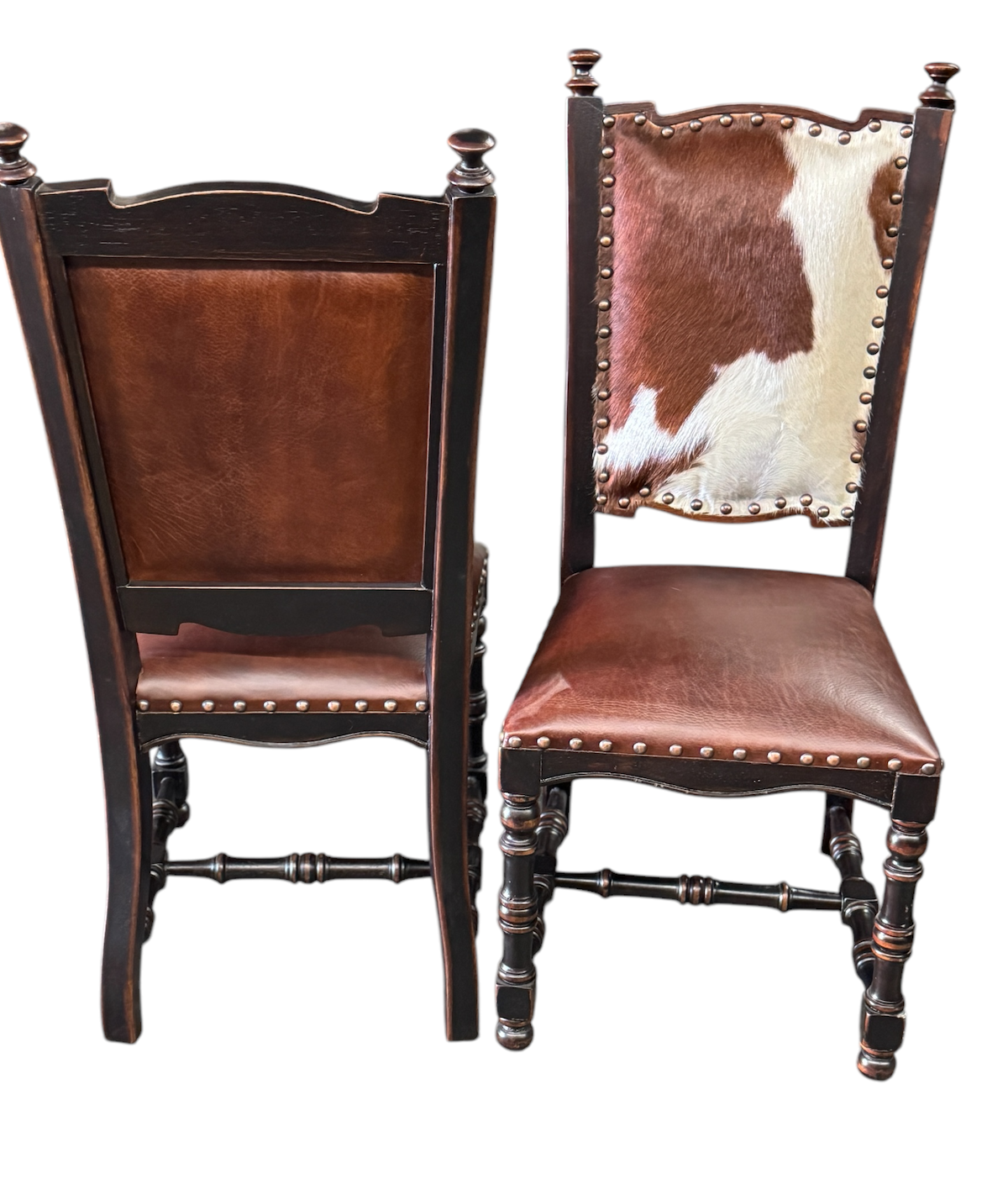 RED RIVER CHAIR - LEATHER WITH COWHIDE (2-Pack)