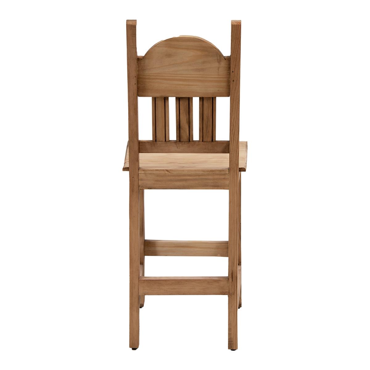 Rustic Light Honey Hand-Carved Wooden Barstools with Backrests (2 or 3-Pack) - 24 or 30 in - Counter or Bar Height