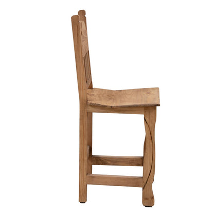 Rustic Light Honey Hand-Carved Wooden Barstools with Backrests (2 or 3-Pack) - 24 or 30 in - Counter or Bar Height