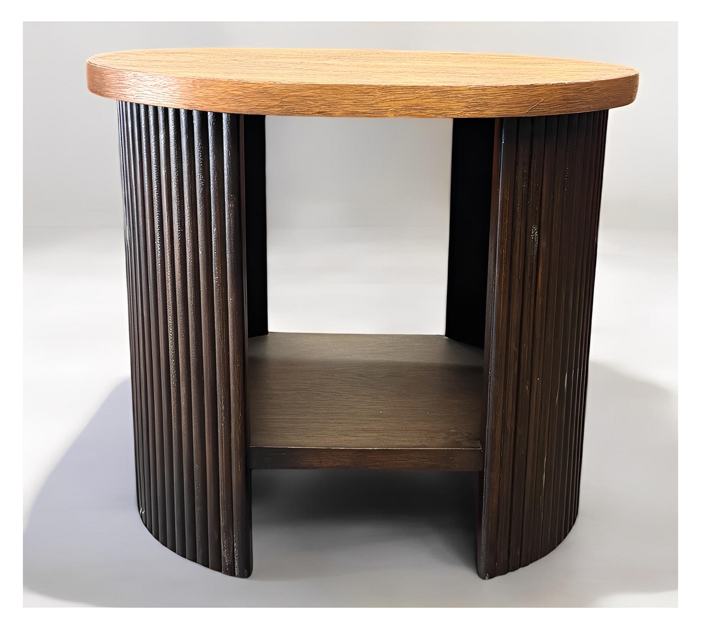 Menerbes End Tables (2-Pack), Two Tone Brown, Open Lower Shelf for Extra Storage and Display