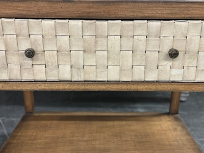 Belcastel Nightstands (2-Pack), Walnut, Leather-Woven Drawer Fronts