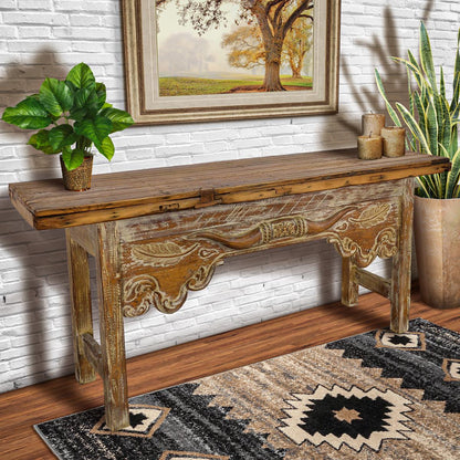 Tamarack Ridge White Wash Longhorn Console