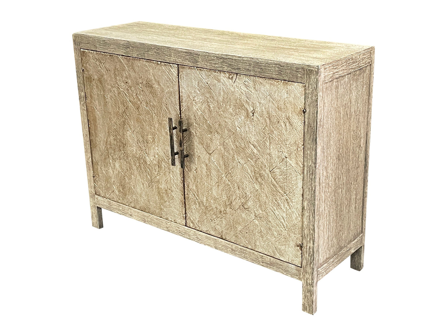 Eguisheim Chest, Weathered Gray, Textured Crosshatch Reclaimed Wood Doors With Brushed Nickel Hardware