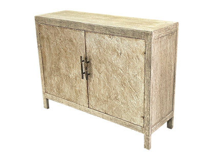 Eguisheim Chest, Weathered Gray, Textured Crosshatch Reclaimed Wood Doors With Brushed Nickel Hardware