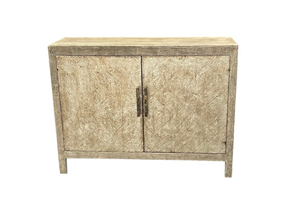 Eguisheim Chest, Weathered Gray, Textured Crosshatch Reclaimed Wood Doors With Brushed Nickel Hardware