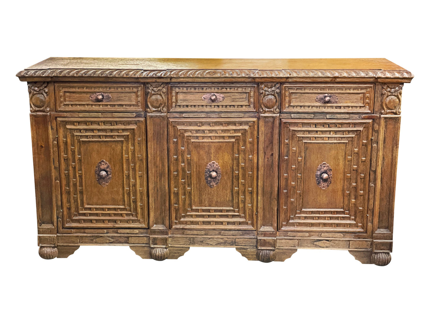 Châteauneuf-sur-Loire Walnut Buffet in Lyon Elegance With Handcrafted Detailing