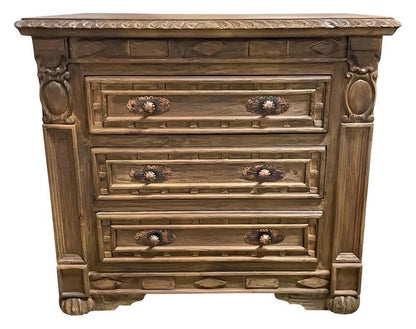 Castellan Nightstands (2-Pack), Dark Brown, Carved Detailing With Brass Pulls