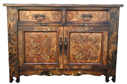 Saumur Copper Dining Room Buffet Table In Rustic Finish With Vintage Charm 14x58x42